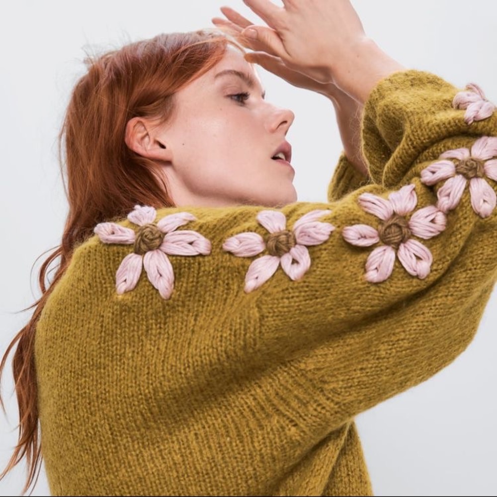 ISO Zara mohair & wool embroidered sweater